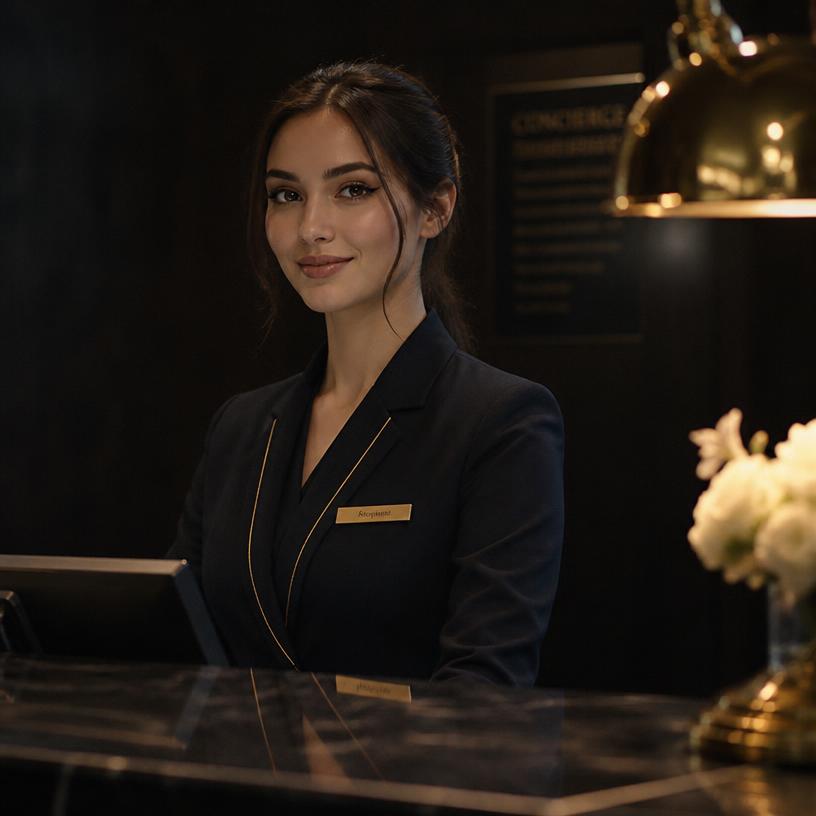Hotel front office supervisor at a concierge desk